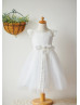 Ivory Satin Tulle Knee Length Flower Girl Dress Ivory Satin Tulle Knee Length Flower Girl Dress